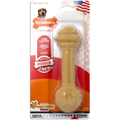 Nylabone Power Chew Barbell Peanut Butter (Med/Large) - McCann Professional Dog Trainers